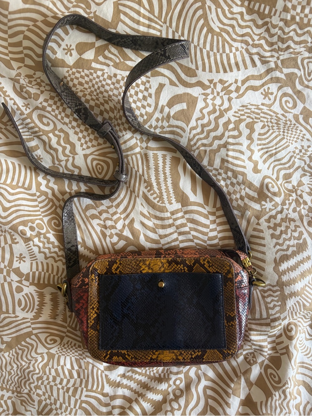 Madewell The Transport Camera Bag: Colorblock Snake Embossed